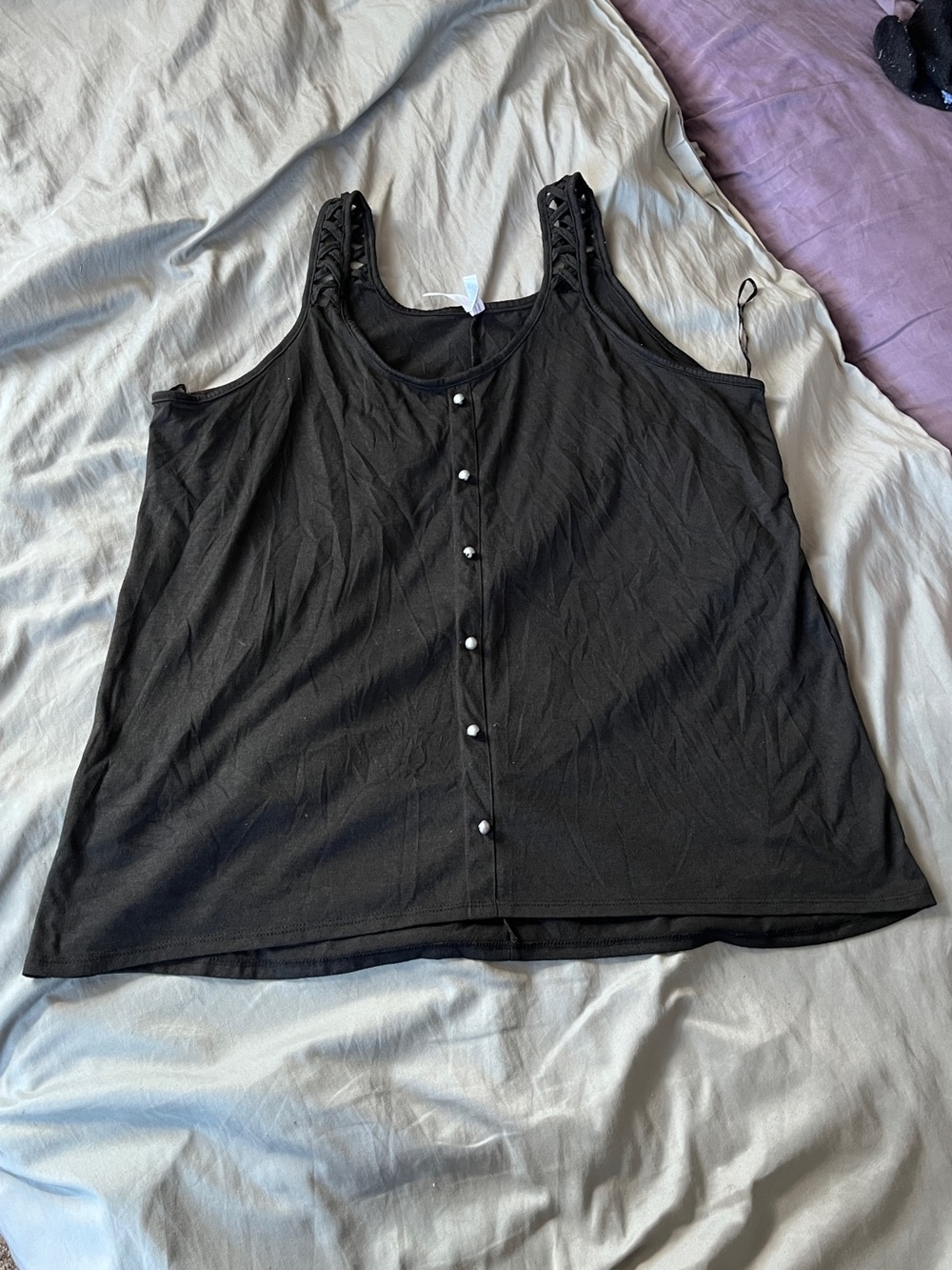 Black Tank with Braided Straps